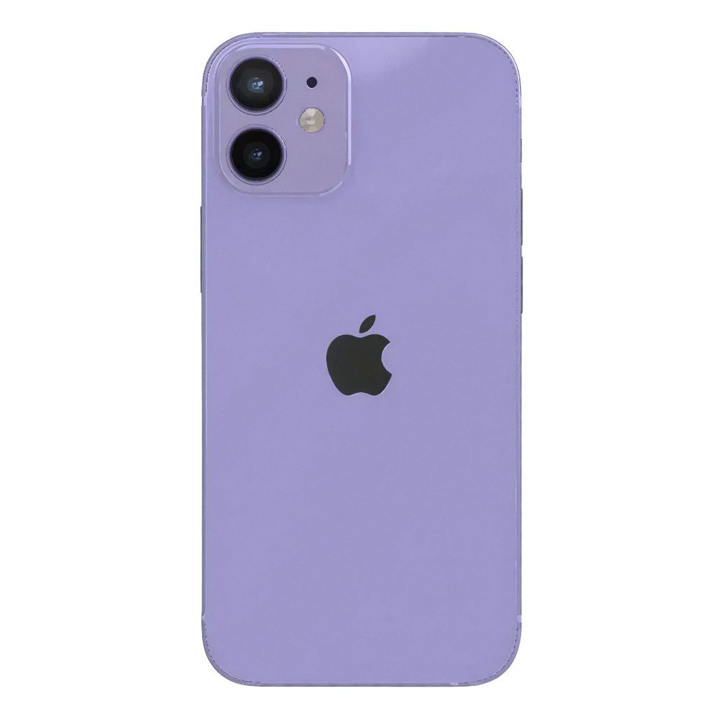 Purple Apple iphone 12 mini smartphone on a white background