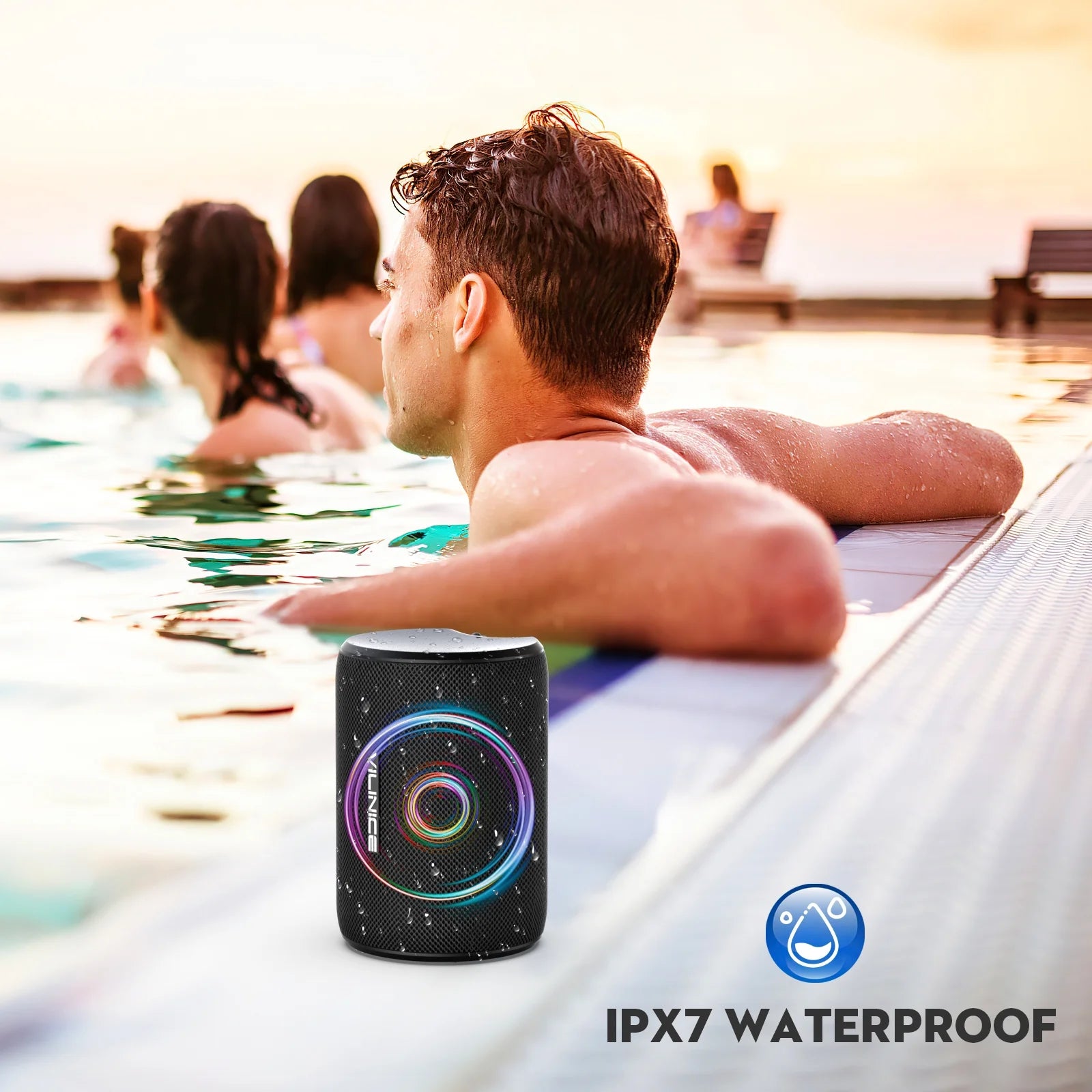 Bluetooth Portable Speaker, IPX7 Waterproof, Bluetooth 5.0, 12H Playtime,Black