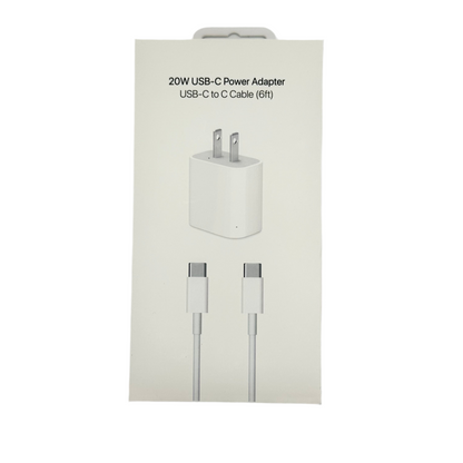 20W USB-C Fast Charger with 6ft Cable - iPhone Samsung Compatible