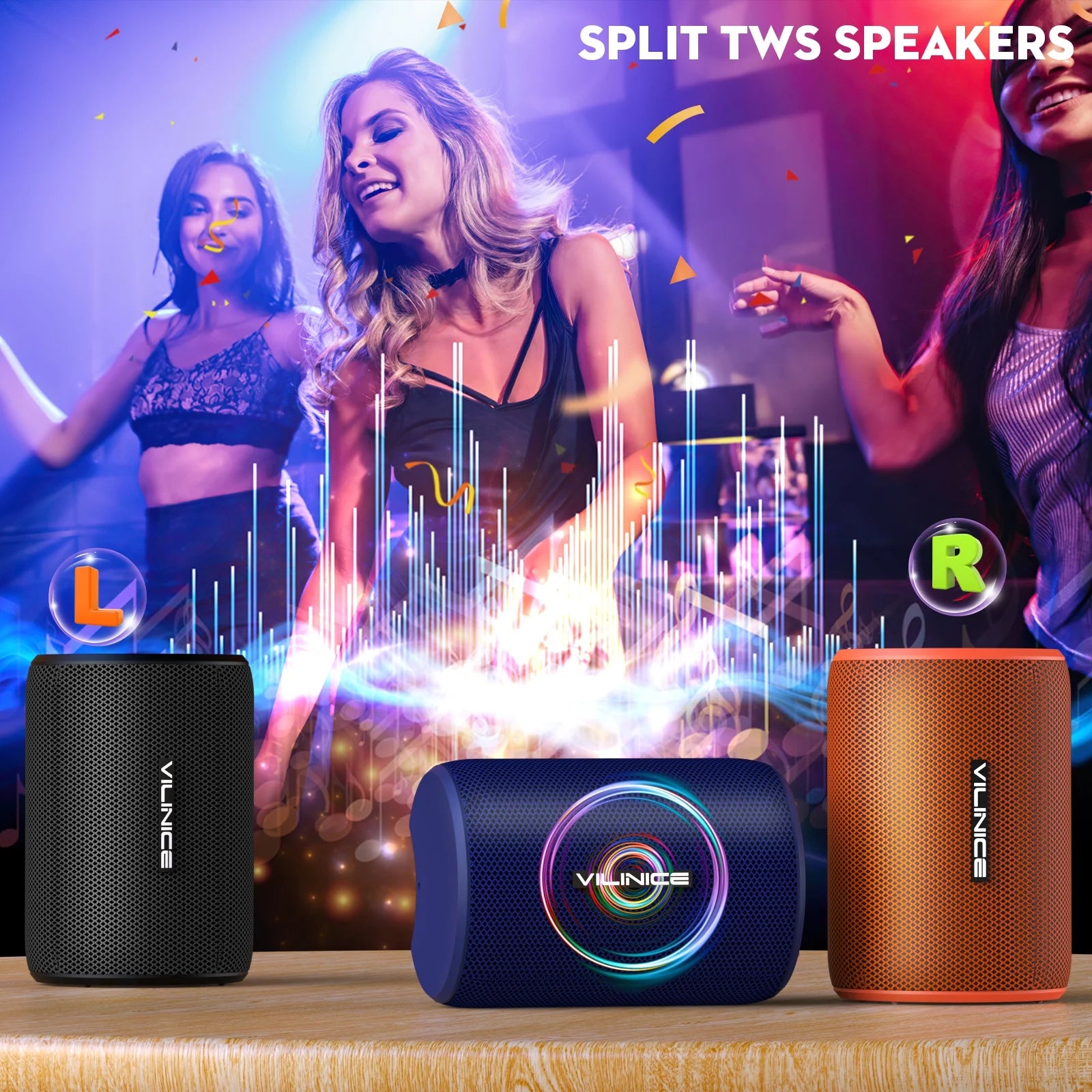 Bluetooth Portable Speaker, IPX7 Waterproof, Bluetooth 5.0, 12H Playtime,Black