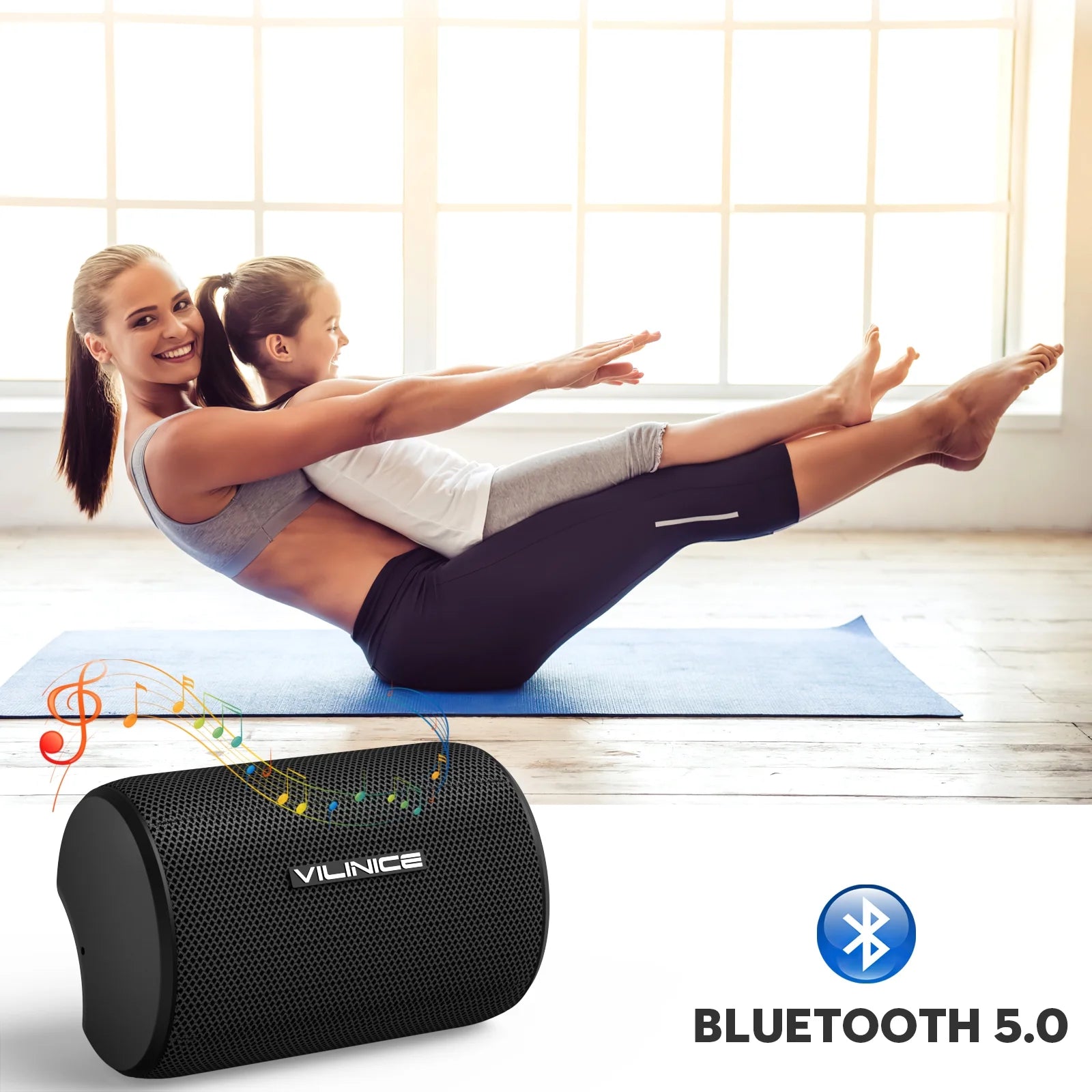 Bluetooth Portable Speaker, IPX7 Waterproof, Bluetooth 5.0, 12H Playtime,Black