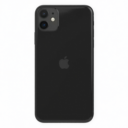 Black smartphone with Apple logo on a white background